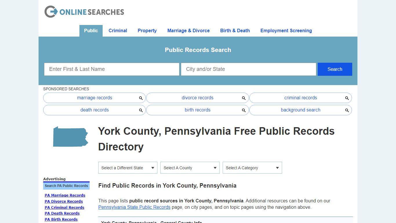 York County, Pennsylvania Public Records Directory